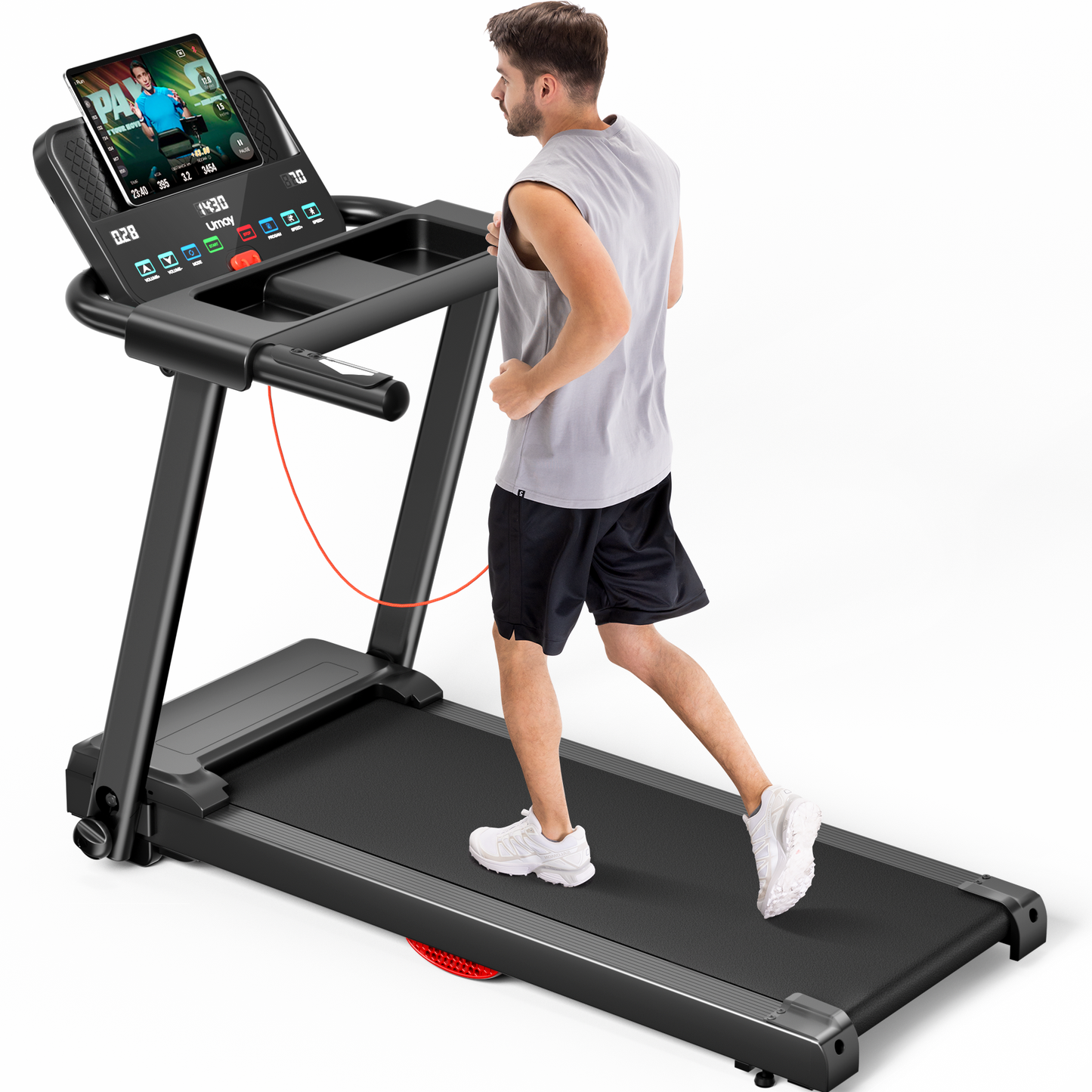 Folding Treadmills for Home Office, Walking Pad Treadmill with Heart Rate Monitor, Dual Cushion System and Cup Phone Holder, 265lbs Capacity, Ideal for Family Workouts for Christmas