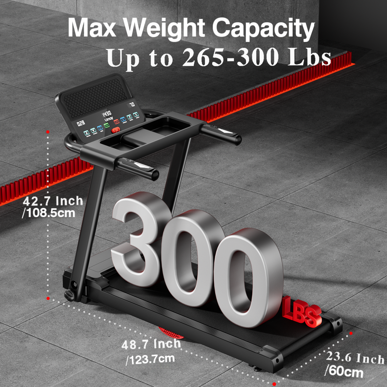 Folding Treadmills for Home Office, Walking Pad Treadmill with Heart Rate Monitor, Dual Cushion System and Cup Phone Holder, 265lbs Capacity, Ideal for Family Workouts for Christmas