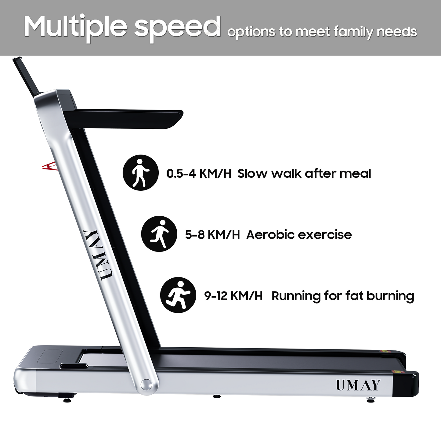 Foldable Portable 2 in 1 Treadmill for Home Office, 7.5 MPH Running & Walking Treadmill Installation-Free with Bluetooth Speaker & APP Control