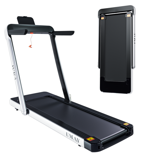 Foldable Portable 2 in 1 Treadmill for Home Office, 7.5 MPH Running & Walking Treadmill Installation-Free with Bluetooth Speaker & APP Control