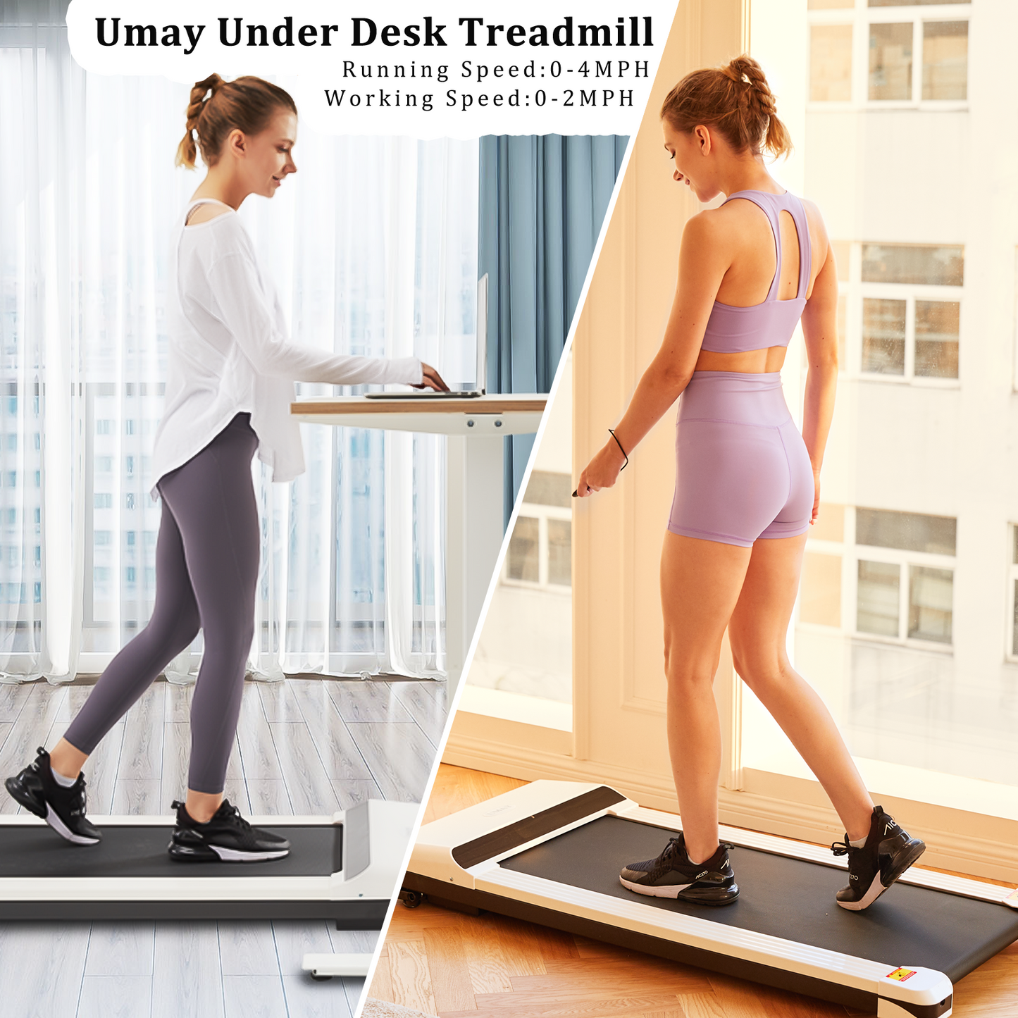 UMAY Walking Pad Treadmill Under Desk Treadmill for Home Office